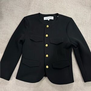 Veronica Beard Black Kensington knit Jacket with Gold Buttons